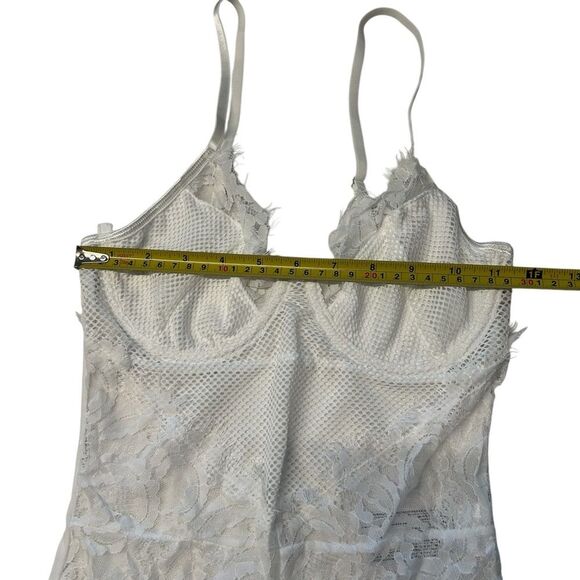 Mesh & Lace Teddy Bodysuit White Bachelorette Party Going Out Outfit Size S New - Picture 8 of 8
